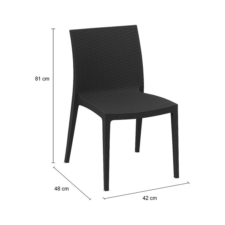 Sedia da esterno Fiano, Sedia outdoor salvaspazio, Impilabile e leggera, Perfetta per giardini e verande, Made in Italy, 42x48 h81 cm, Antracite