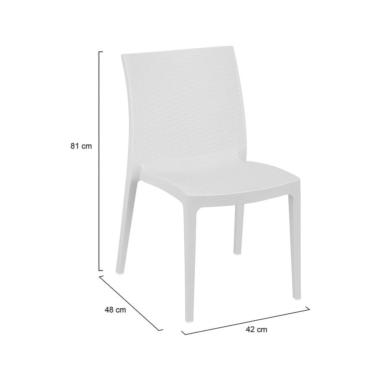Sedia da esterno Fiano, Sedia outdoor salvaspazio, Impilabile e leggera, Perfetta per giardini e verande, Made in Italy, 42x48 h81 cm, Bianco