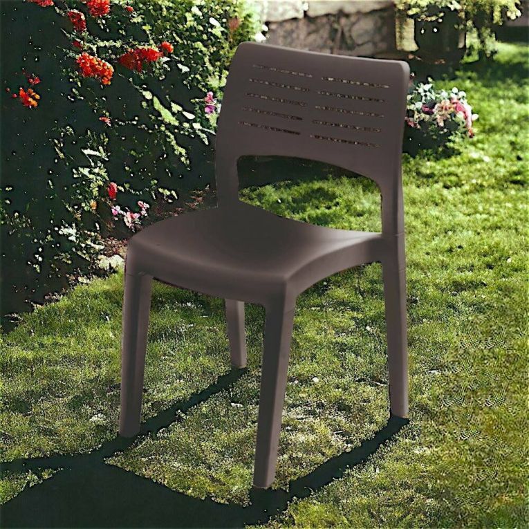 Sedia da esterno Gaeta, Seduta da giardino, Sedia per tavolo da pranzo, Poltrona outdoor, 100 % Made in Italy, 50x51h82 Cm, Antracite