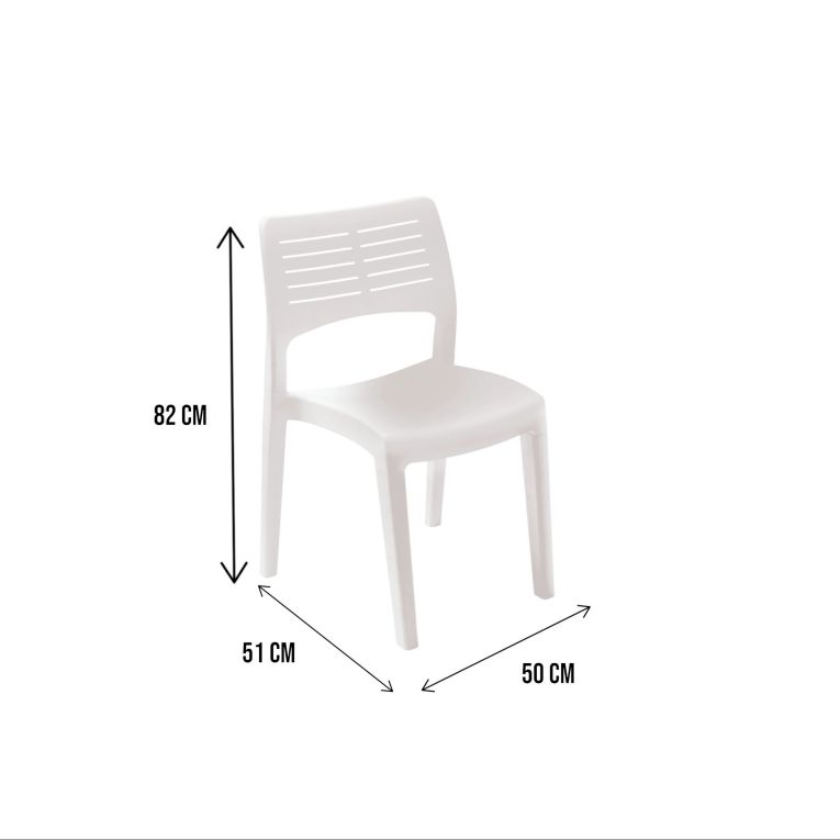 Sedia da esterno Gaeta, Seduta da giardino, Sedia per tavolo da pranzo, Poltrona outdoor, 100 % Made in Italy, 50x51h82 Cm, Bianco