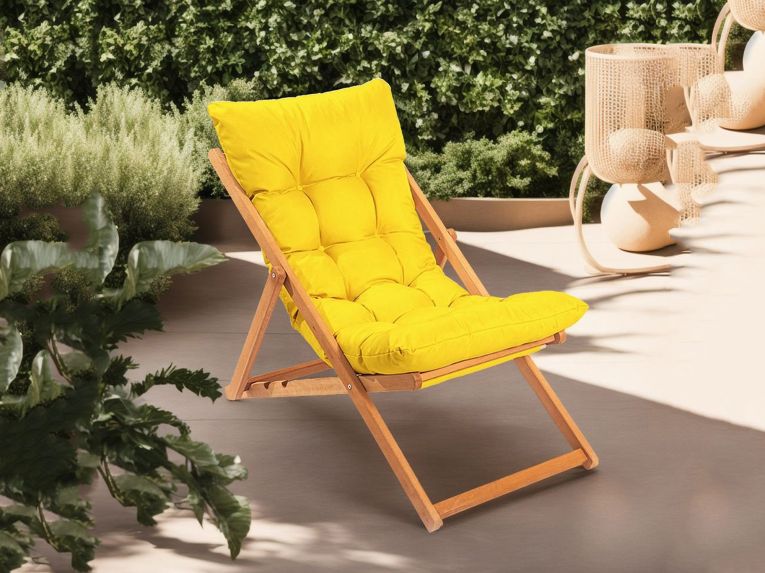 Sedia da Esterno Giallo una Sedia Schienale Reclinabile, Imbottito - Coghinass