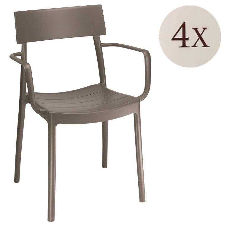 Sedia da Esterno Grigio Tortora 4 Sedie Impilabile, Peso Supportato 150 kg Made in Italy - Guazzora
