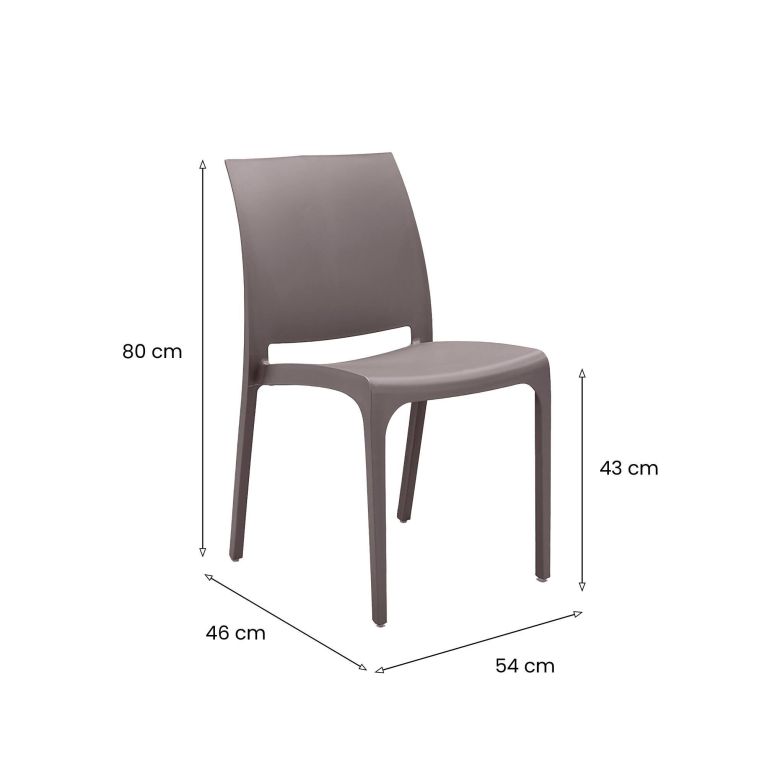 Sedia da Esterno Grigio Tortora una Sedia Impilabile, Peso Supportato 110 kg Made in Italy - Camo