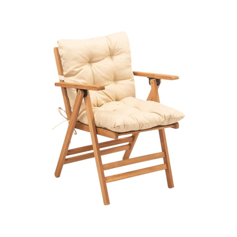 Sedia da esterno Klio, Seggiola da giardino, Seduta outdoor multiuso, Panchina da giardino, 46x43 h89 cm, Crema