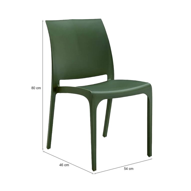 Sedia da esterno liscia impilabile verde - Tambora