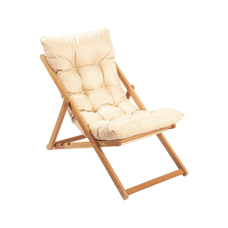 Sedia da Esterno Marrone Bianco Crema Schienale Reclinabile una Sedia, Imbottito - Coghinass