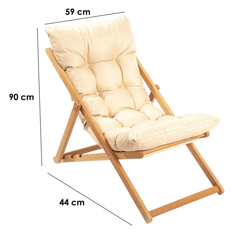 Sedia da Esterno Marrone Bianco Crema Schienale Reclinabile una Sedia, Imbottito - Coghinass