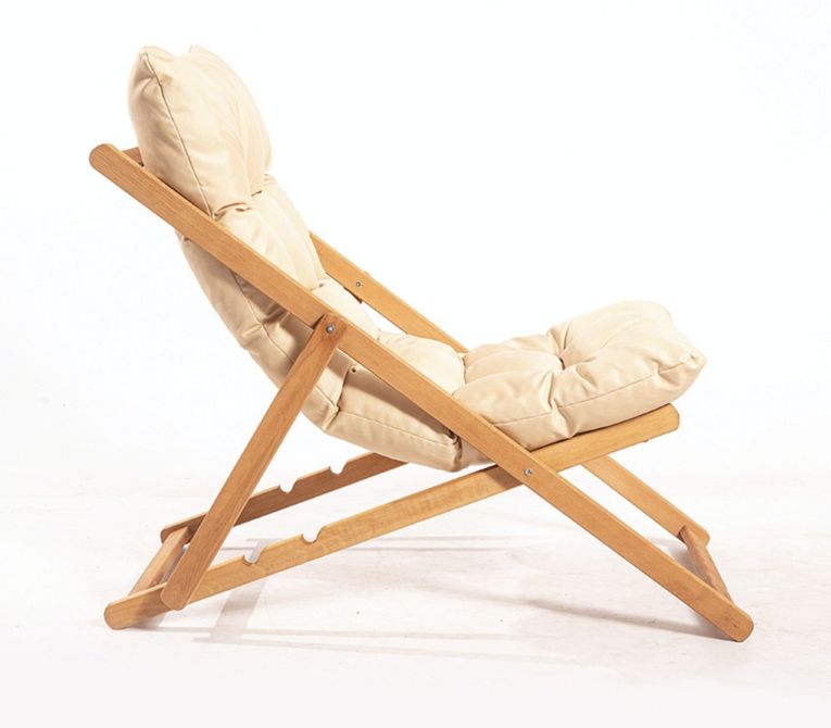 Sedia da Esterno Marrone Bianco Crema Schienale Reclinabile una Sedia, Imbottito - Coghinass