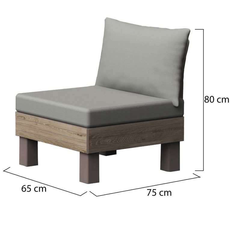 Sedia da Esterno Marrone Noce Grigio una Sedia Imbottito, Modulabile Componibile - Houghton