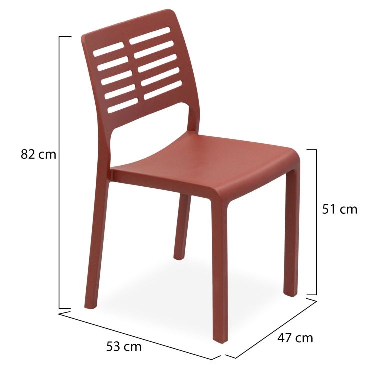 Sedia da Esterno Marrone Terracotta 4 Sedie Impilabile, Peso Supportato 120 kg Made in Italy - Canoe