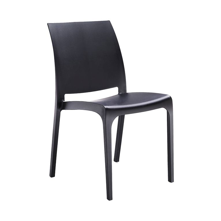 Sedia da esterno Miranda, Seggiola da giardino, Seduta outdoor multiuso, Panchina da giardino, Made in Italy, 54x46 h80 cm, Antracite