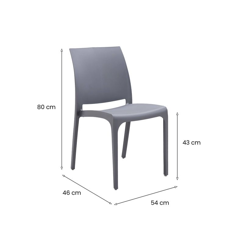 Sedia da esterno Miranda, Seggiola da giardino, Seduta outdoor multiuso, Panchina da giardino, Made in Italy, 54x46 h80 cm, Grigio
