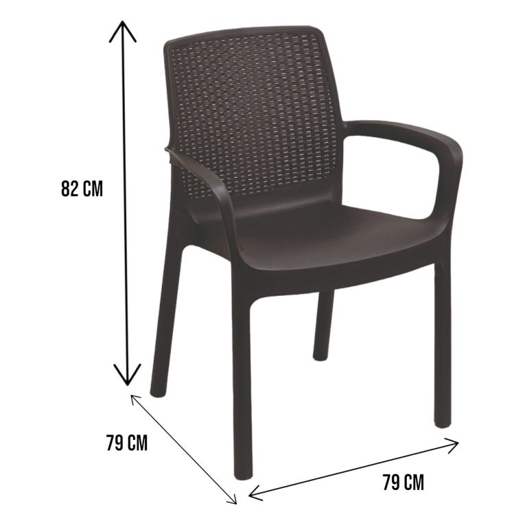Sedia da Esterno Nero Antracite 2 Sedie Impermeabile, Impilabile Made in Italy - Mattagga