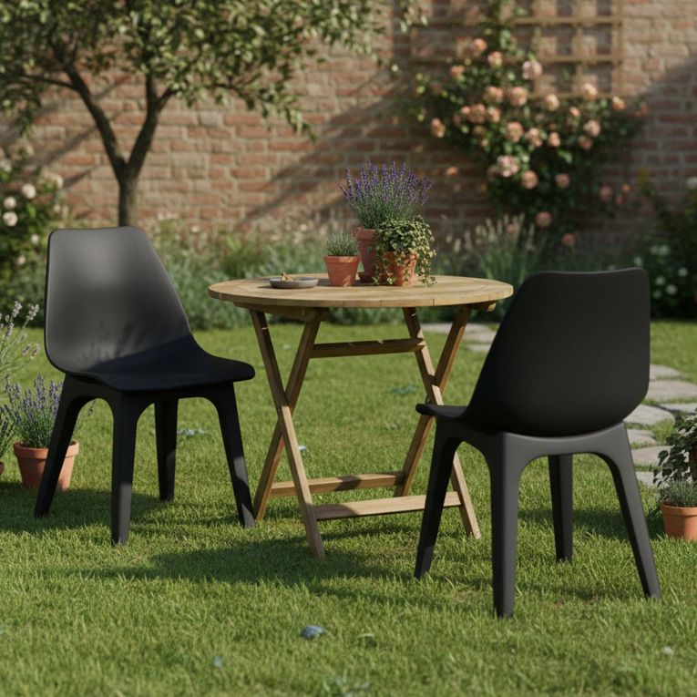 Sedia da Esterno Nero Antracite 2 Sedie Peso Supportato 120 kg, Sfumatura Colore Seduta Antracite Made in Italy - Montivilla