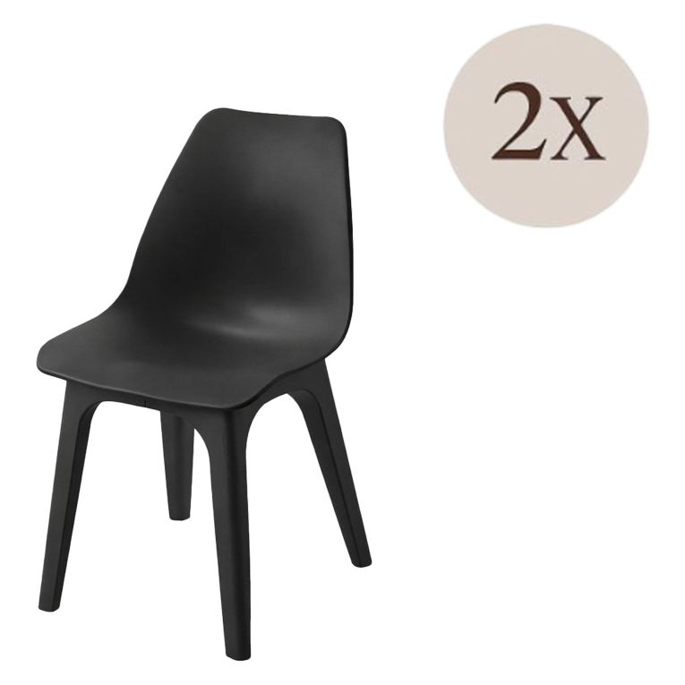 Sedia da Esterno Nero Antracite 2 Sedie Peso Supportato 120 kg, Sfumatura Colore Seduta Antracite Made in Italy - Montivilla