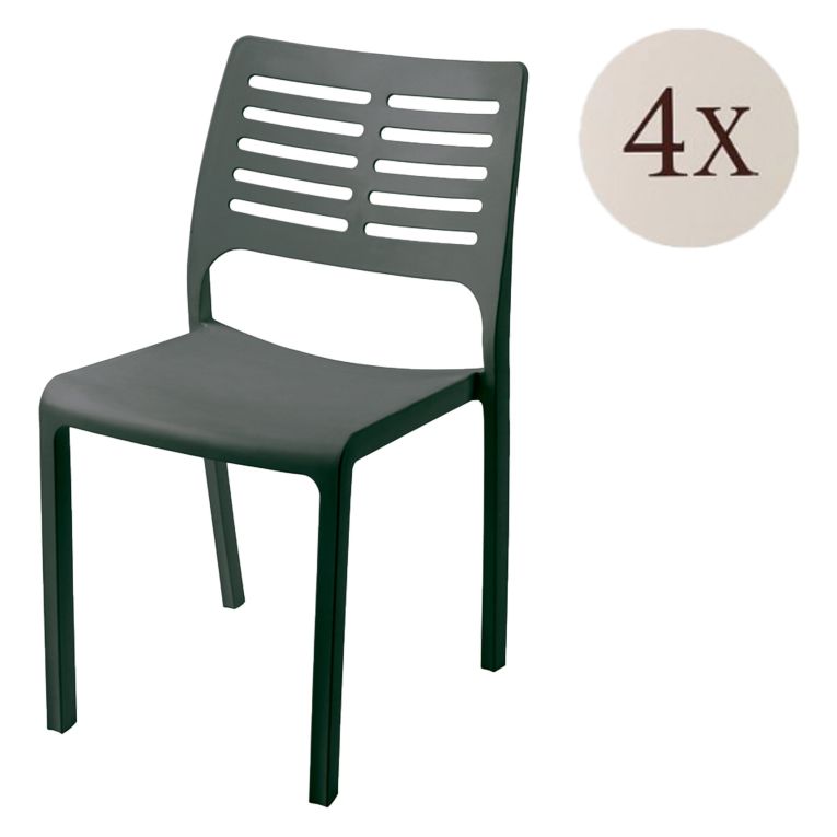 Sedia da Esterno Nero Antracite 4 Sedie Impilabile, Peso Supportato 120 kg Made in Italy - Canoe