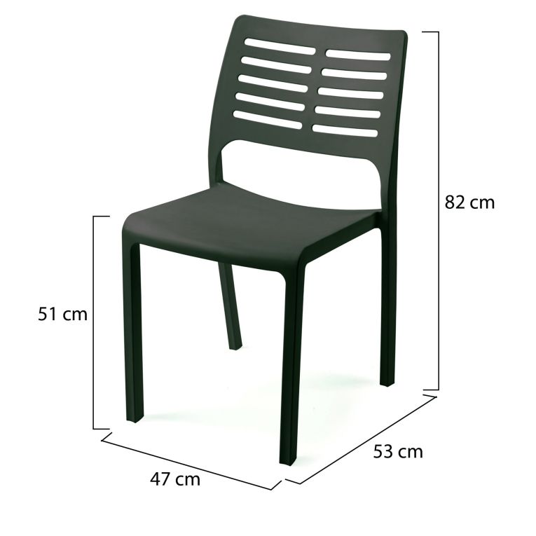 Sedia da Esterno Nero Antracite 4 Sedie Impilabile, Peso Supportato 120 kg Made in Italy - Canoe