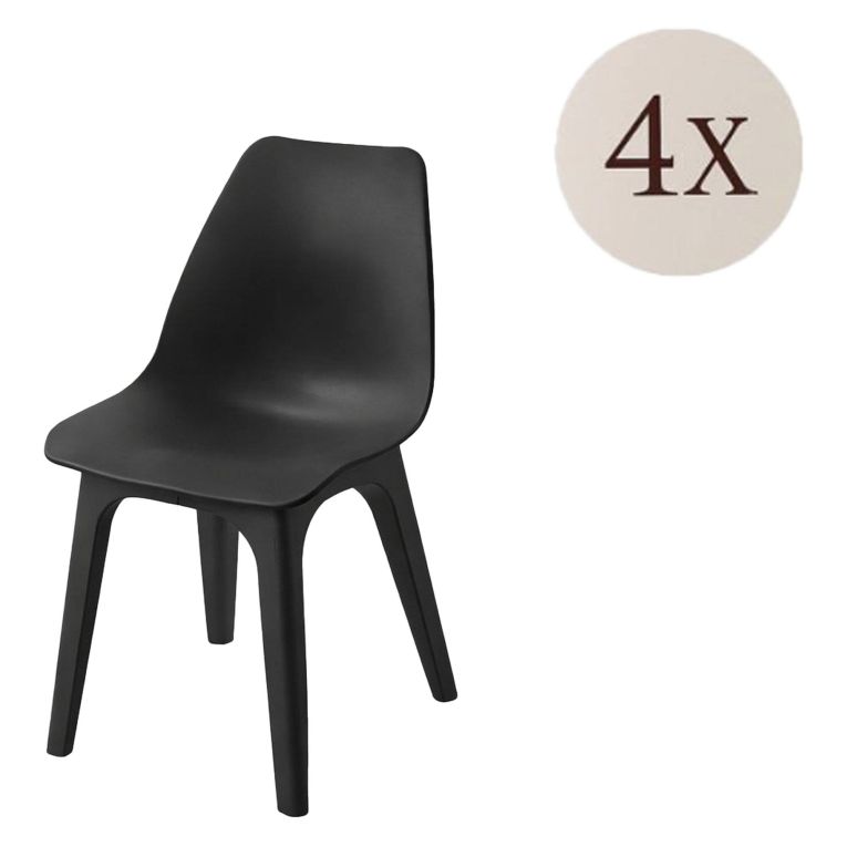 Sedia da Esterno Nero Antracite 4 Sedie Peso Supportato 120 kg, Sfumatura Colore Seduta Antracite Made in Italy - Montivilla