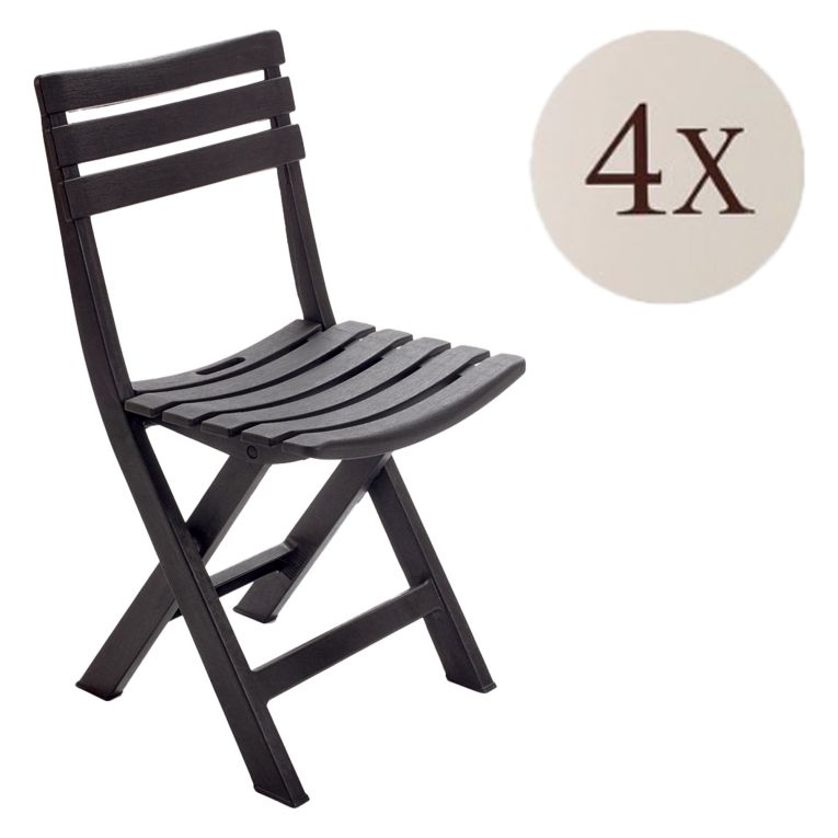 Sedia da Esterno Nero Antracite 4 Sedie Pieghevole, Peso Supportato 120 kg Made in Italy - Jennie