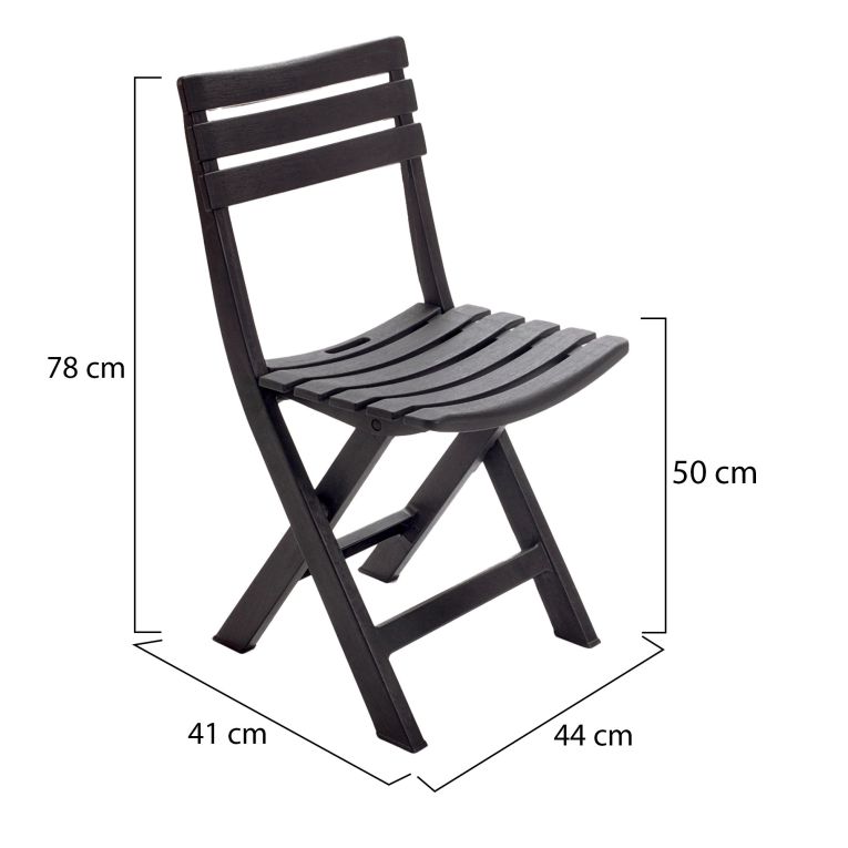 Sedia da Esterno Nero Antracite 4 Sedie Pieghevole, Peso Supportato 120 kg Made in Italy - Jennie