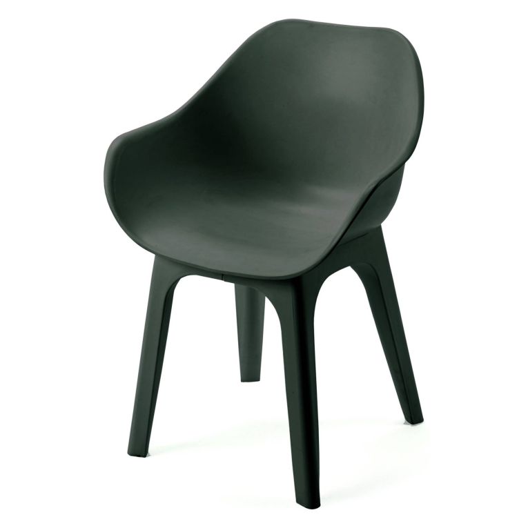Sedia da Esterno Nero Antracite una Sedia Braccioli, Peso Supportato 120 kg Made in Italy - Wesconnett