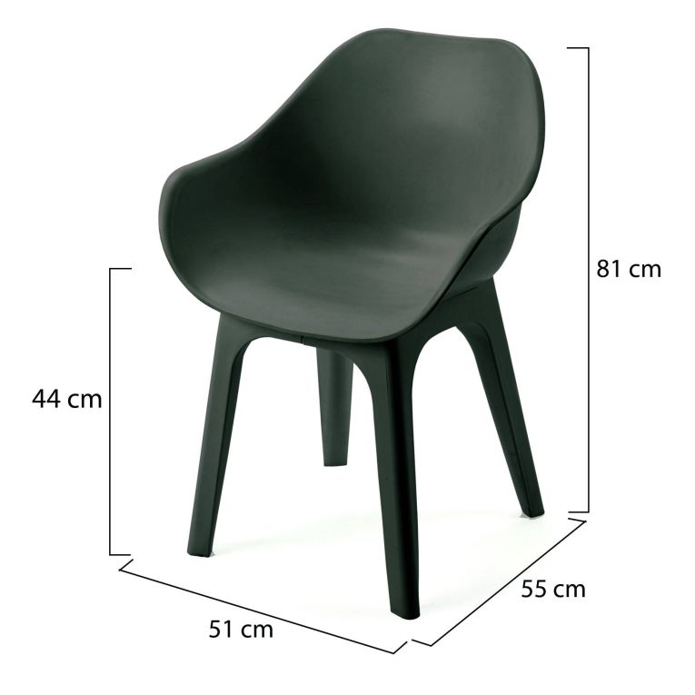 Sedia da Esterno Nero Antracite una Sedia Braccioli, Peso Supportato 120 kg Made in Italy - Wesconnett