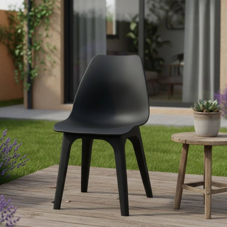 Sedia da Esterno Nero Antracite una Sedia Peso Supportato 120 kg, Sfumatura Colore Seduta Antracite Made in Italy - Montivilla