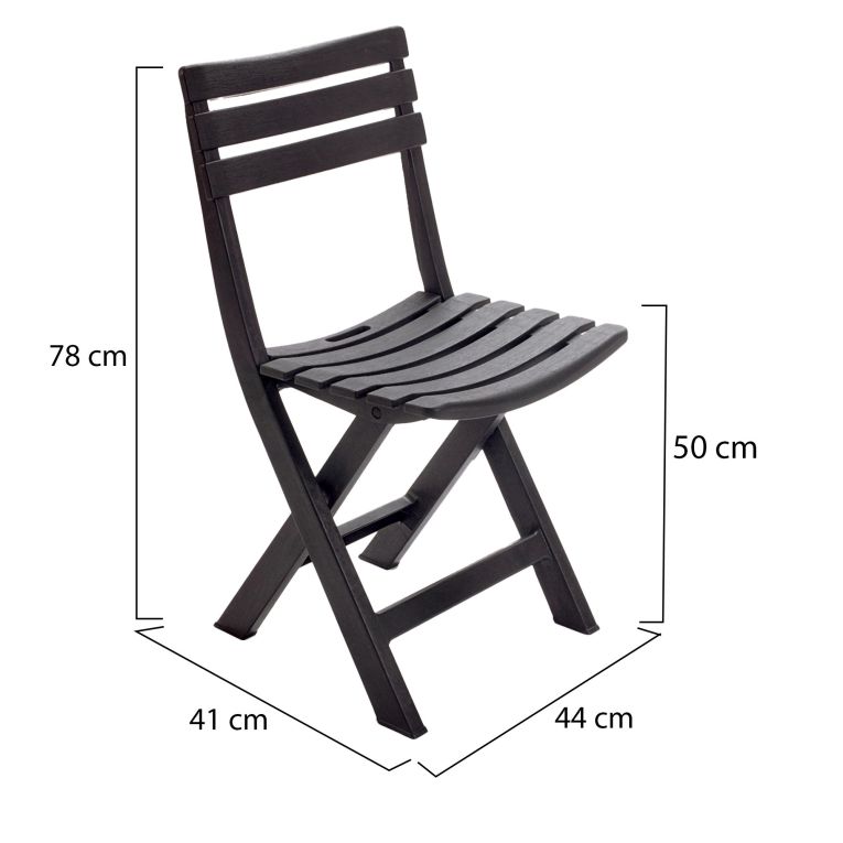 Sedia da Esterno Nero Antracite una Sedia Pieghevole, Peso Supportato 120 kg Made in Italy - Arizona