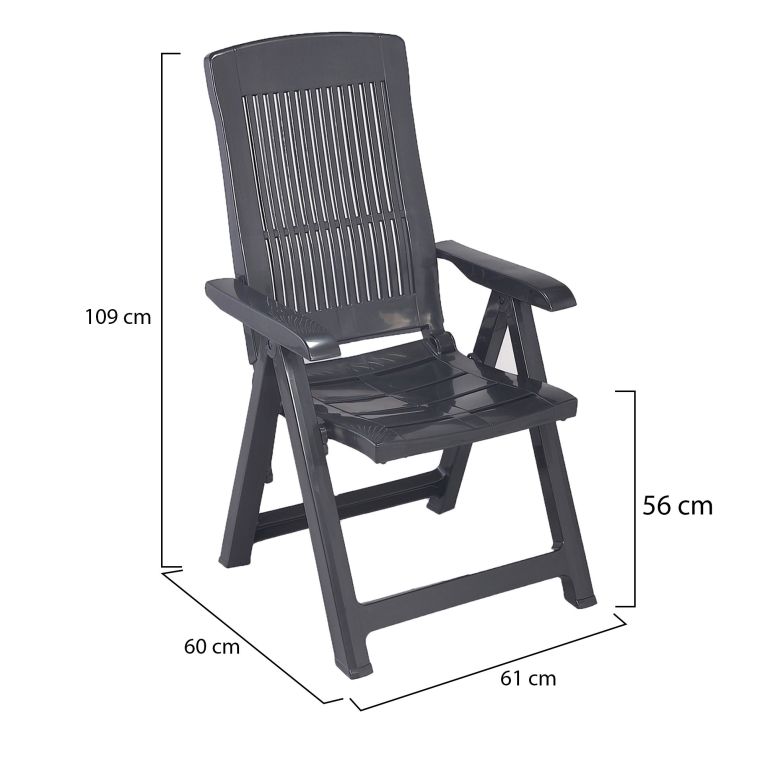 Sedia da Esterno Nero Antracite una Sedia Schienale Reclinabile, Multiposizione Made in Italy - Dozier