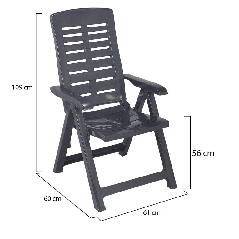 Sedia da Esterno Nero Antracite una Sedia Schienale Reclinabile, Multiposizione Made in Italy - Halsell