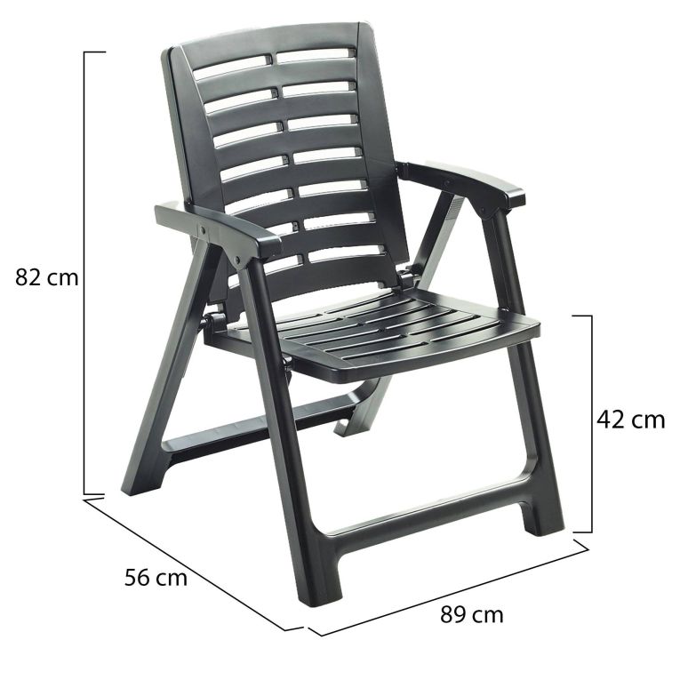 Sedia da Esterno Nero Antracite una Sedia Schienale Reclinabile, Multiposizione Made in Italy - Wadley