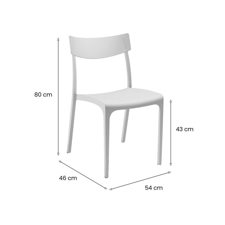 Sedia da esterno Orcus, Seggiola da giardino, Seduta outdoor multiuso, Panchina da giardino, Made in Italy, 54x46 h80 cm, Bianco