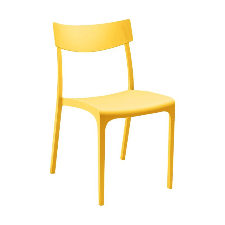 Sedia da esterno Orcus, Seggiola da giardino, Seduta outdoor multiuso, Panchina da giardino, Made in Italy, 54x46 h80 cm, Giallo