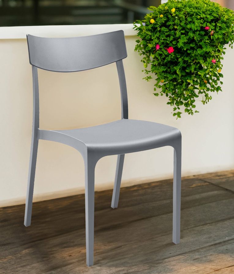 Sedia da esterno Orcus, Seggiola da giardino, Seduta outdoor multiuso, Panchina da giardino, Made in Italy, 54x46 h80 cm, Grigio