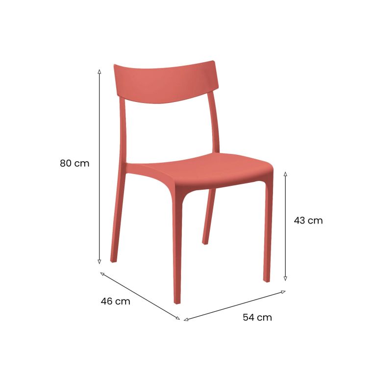 Sedia da esterno Orcus, Seggiola da giardino, Seduta outdoor multiuso, Panchina da giardino, Made in Italy, 54x46 h80 cm, Rosso