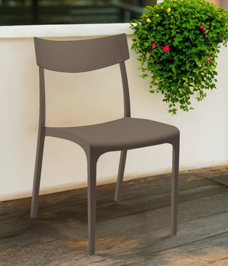 Sedia da esterno Orcus, Seggiola da giardino, Seduta outdoor multiuso, Panchina da giardino, Made in Italy, 54x46 h80 cm, Tortora