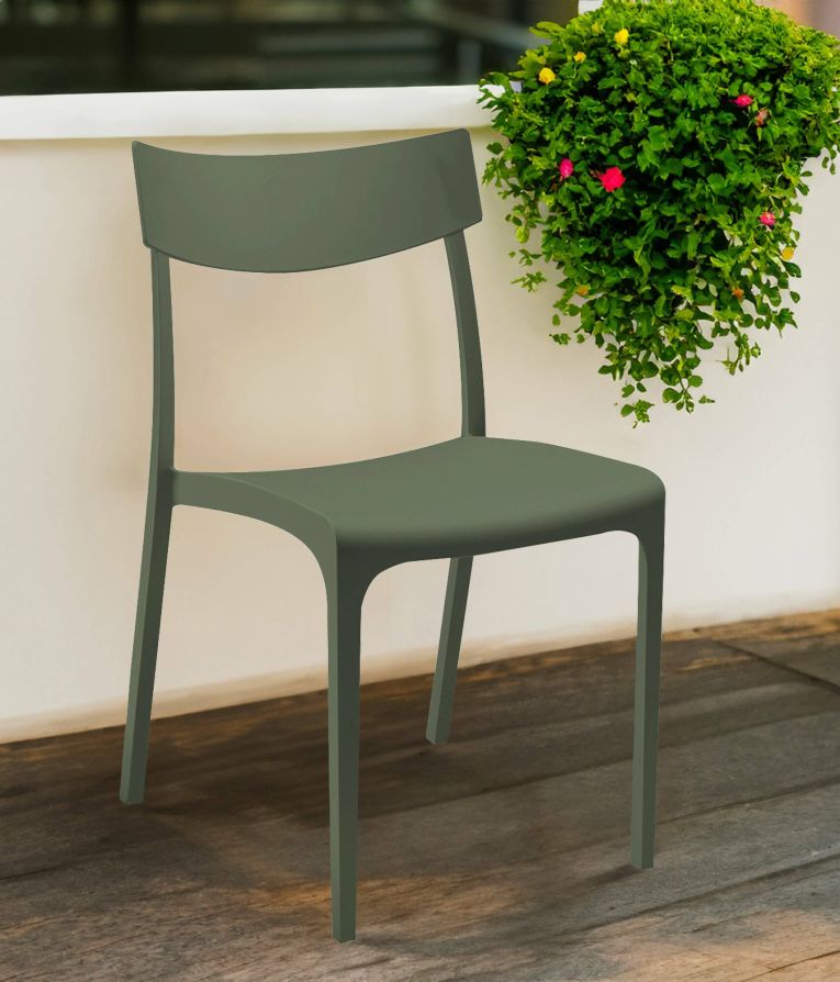 Sedia da esterno Orcus, Seggiola da giardino, Seduta outdoor multiuso, Panchina da giardino, Made in Italy, 54x46 h80 cm, Verde