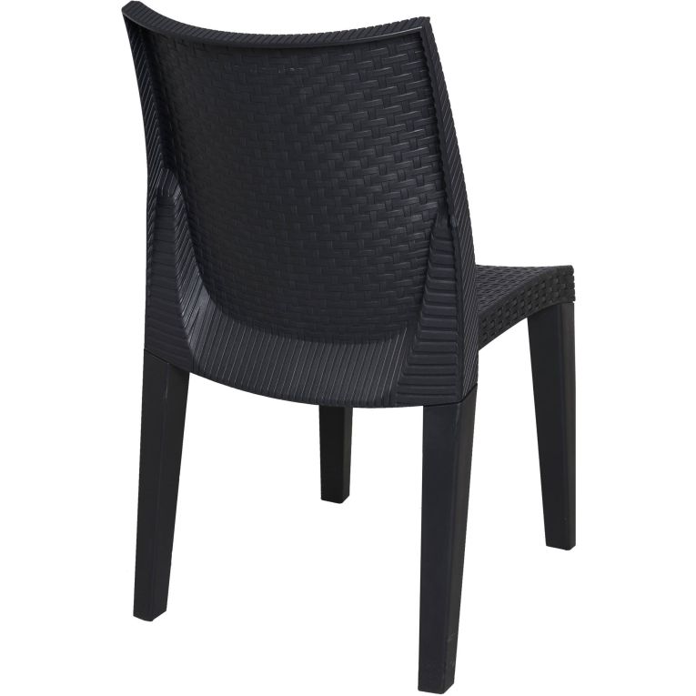 Sedia da esterno Ravenna, Set di 4 sedute da giardino, Sedia per tavolo da pranzo, Poltrona outdoor effetto rattan, 100 % Made in Italy, 48x55h86 cm, Antracite