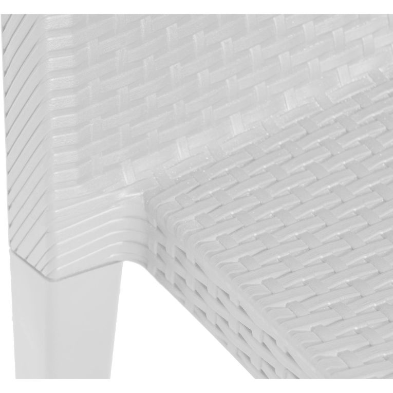 Sedia da esterno Ravenna, Set di 4 sedute da giardino, Sedia per tavolo da pranzo, Poltrona outdoor effetto rattan, 100 % Made in Italy, 48x55h86 cm, Bianco