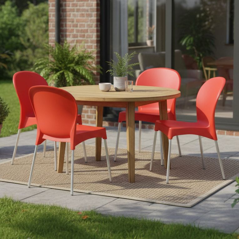 Sedia da Esterno Rosso 4 Sedie Impilabile, Peso Supportato 120 kg Made in Italy - Eclectic
