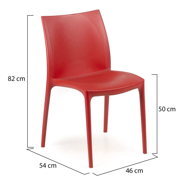 Sedia da Esterno Rosso una Sedia Impilabile, Peso Supportato 120 kg Made in Italy - Grover
