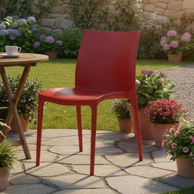 Sedia da Esterno Rosso una Sedia Impilabile, Peso Supportato 120 kg Made in Italy - Grover