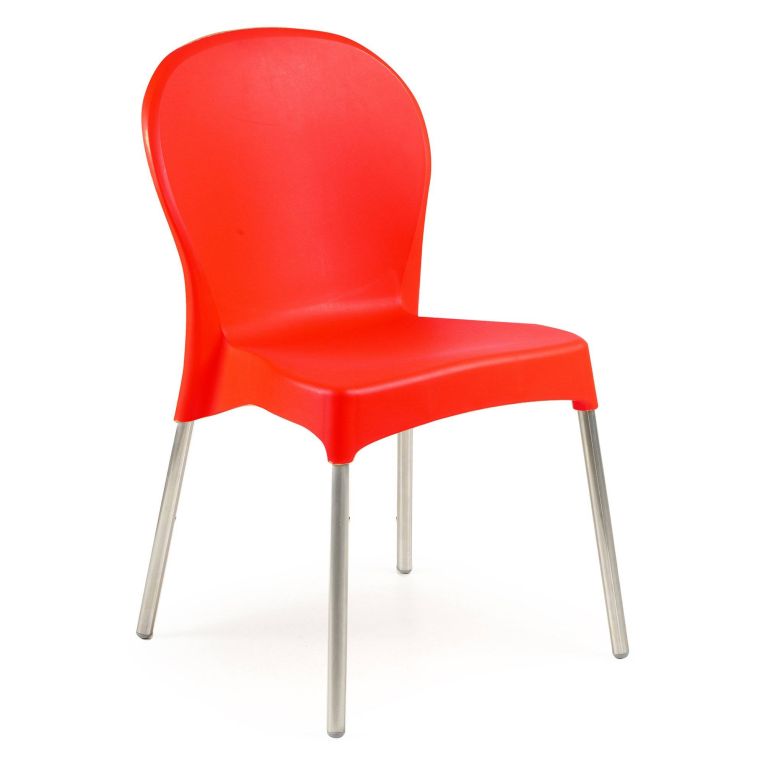 Sedia da Esterno Rosso una Sedia Impilabile, Peso Supportato 120 kg Made in Italy - Linder