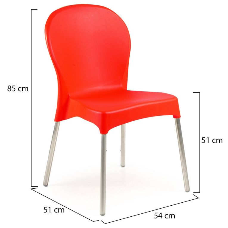 Sedia da Esterno Rosso una Sedia Impilabile, Peso Supportato 120 kg Made in Italy - Linder