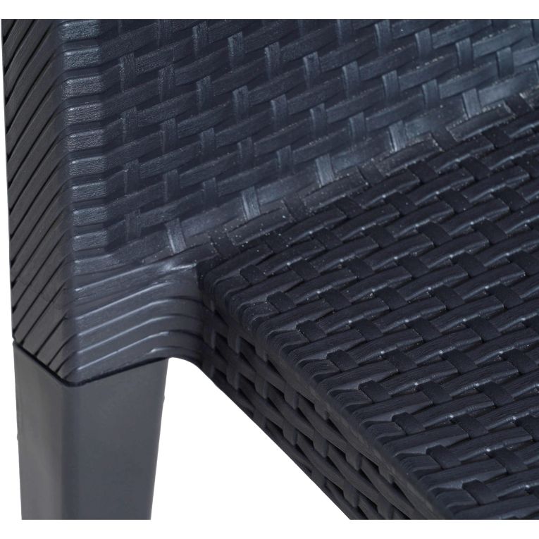 Sedia da esterno Trieste, Seduta da giardino, Sedia per tavolo da pranzo, Poltrona outdoor effetto rattan, 100 % Made in Italy, 48x55h86 cm, Antracite