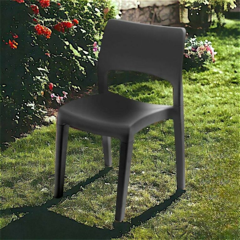 Sedia da esterno Tropea, Sedia per tavolo da pranzo, Poltrona outdoor, Seduta da giardino, 100 % Made in Italy, 50x51h82 Cm, Antracite