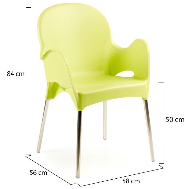 Sedia da Esterno Verde 4 Sedie Impilabile, Braccioli Made in Italy - Raimund