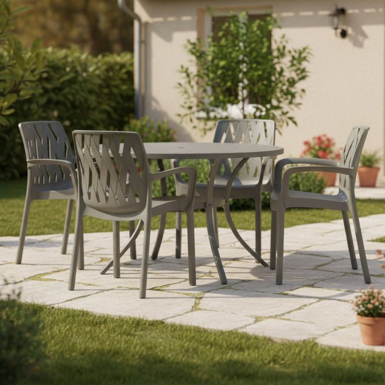 Sedia da Esterno Verde 4 Sedie Impilabile, Braccioli Made in Italy - Rumley
