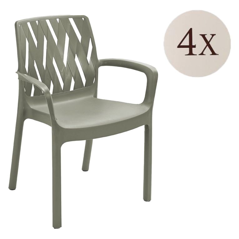 Sedia da Esterno Verde 4 Sedie Impilabile, Braccioli Made in Italy - Rumley