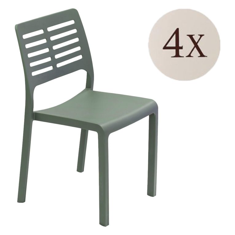 Sedia da Esterno Verde 4 Sedie Impilabile, Peso Supportato 120 kg Made in Italy - Canoe